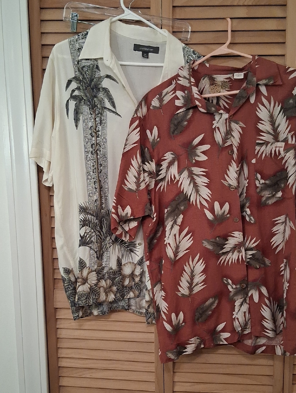 Bundle Of Two Men's  Tropical Motif Short-Sleeve Button Down Shirts